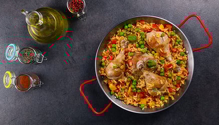 arroz con pollo served in a bowl