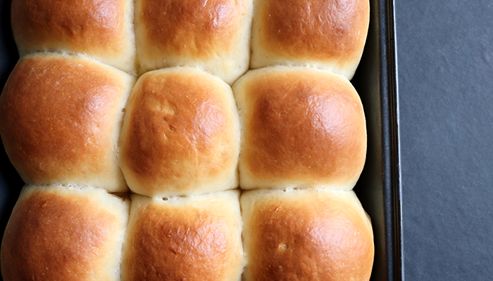 baked rolls in a pan