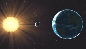 Eclipse with Sun, Moon, and Earth