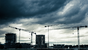 Stormy view of a construction site